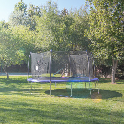 Skywalker Trampolines 16 FT Round Outdoor Trampoline With Enclosure- Blue