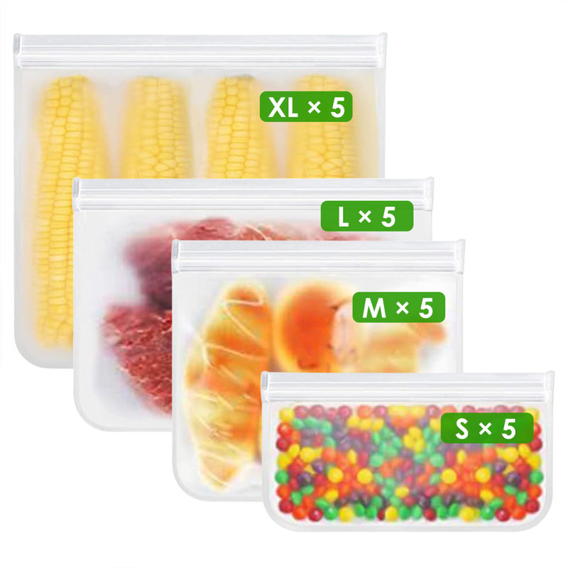 20 sacs de rangement pour aliments réutilisables et résistants au gel sans BPA