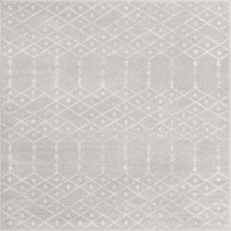 Tapis gris clair Karg, Carré 5 pi 3 po