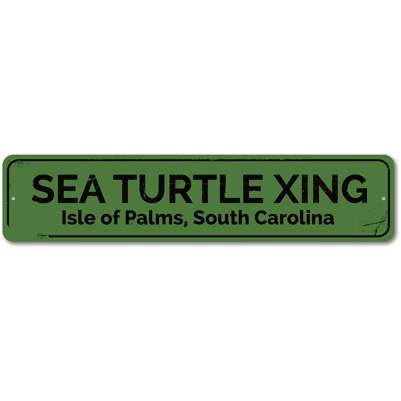 Panneau en aluminium personnalisé Sea Turtle Crossing, H 4 po x l 18 po x P 0,04 po, Oui