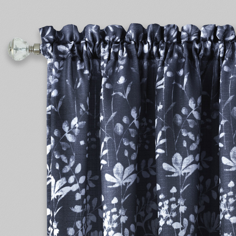 Barrigan Semi Sheer Curtain Single Panel, Navy, 52" x 63"