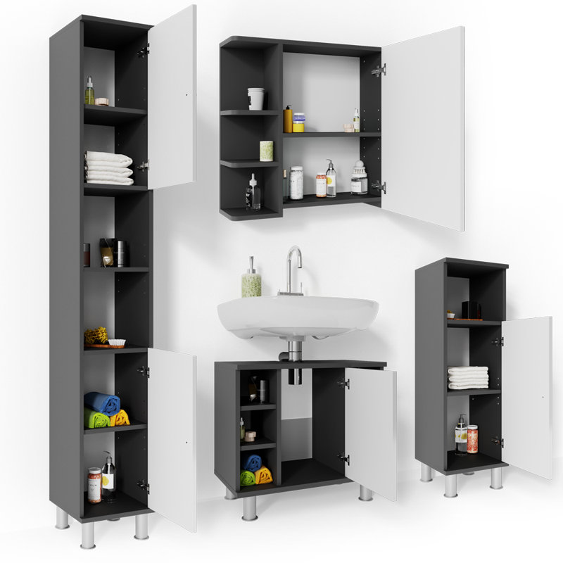 Villareal Bathroom Storage Furniture Set, Anthracite