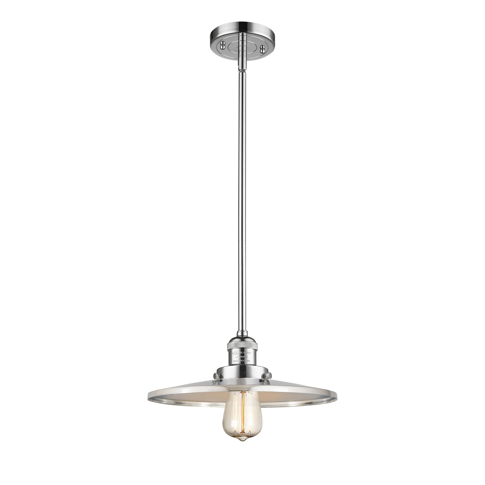 Rouvin Single Light Metal Dimmable Pendant, Polished Nickel, Polished Nickel, 5.38" H x 12" W x 12" D