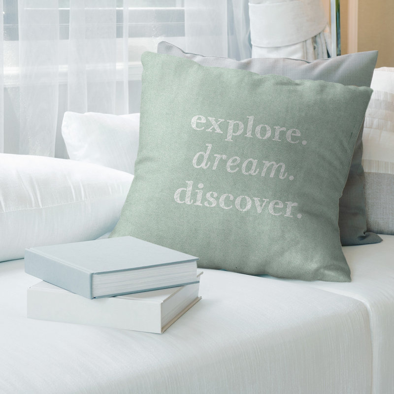 Coussin de recherche de rêve à l’exploration à la main, 18 po x 18 po, Vert / blanc