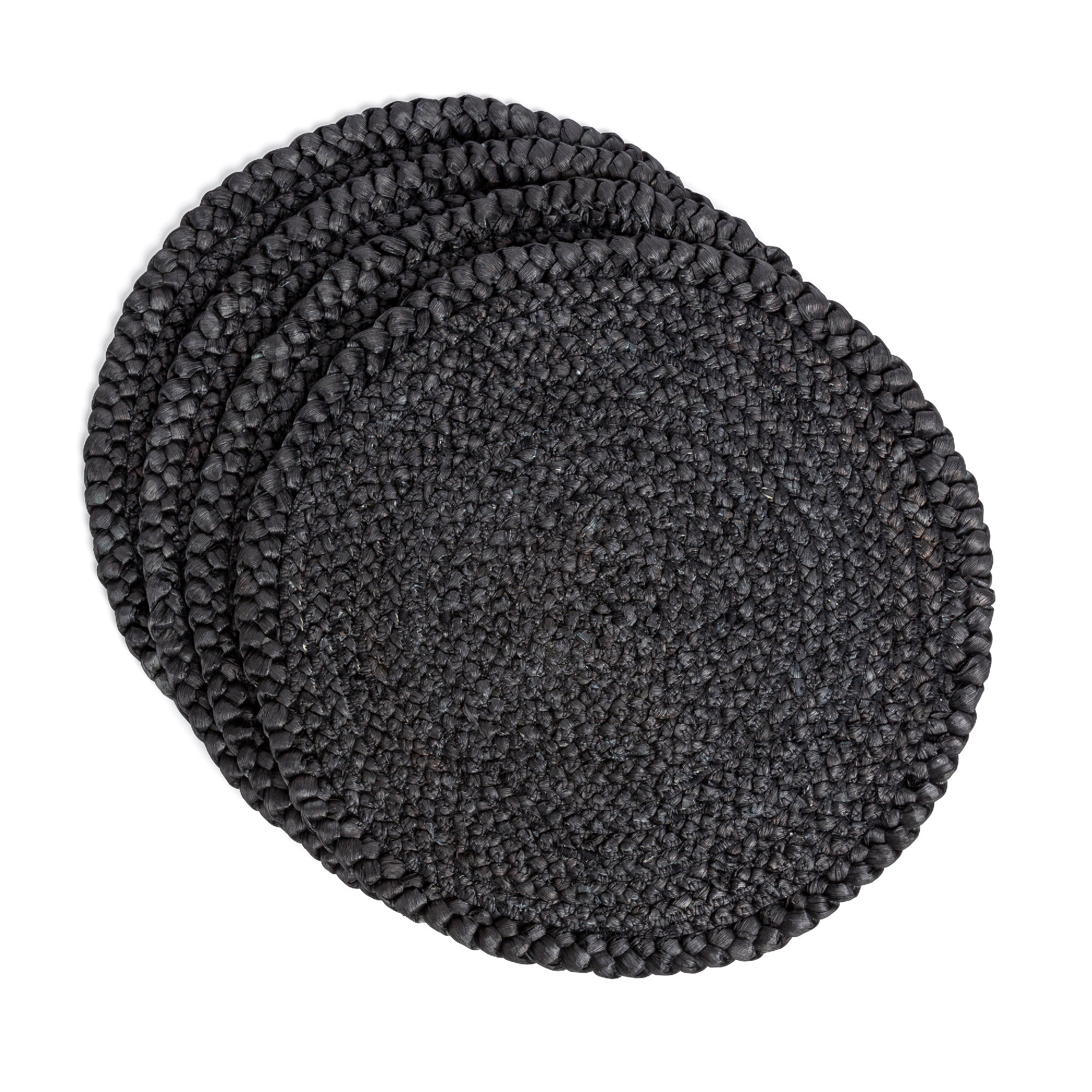 Over&Back Natural Fiber Woven Placemats, Set of 4, Black