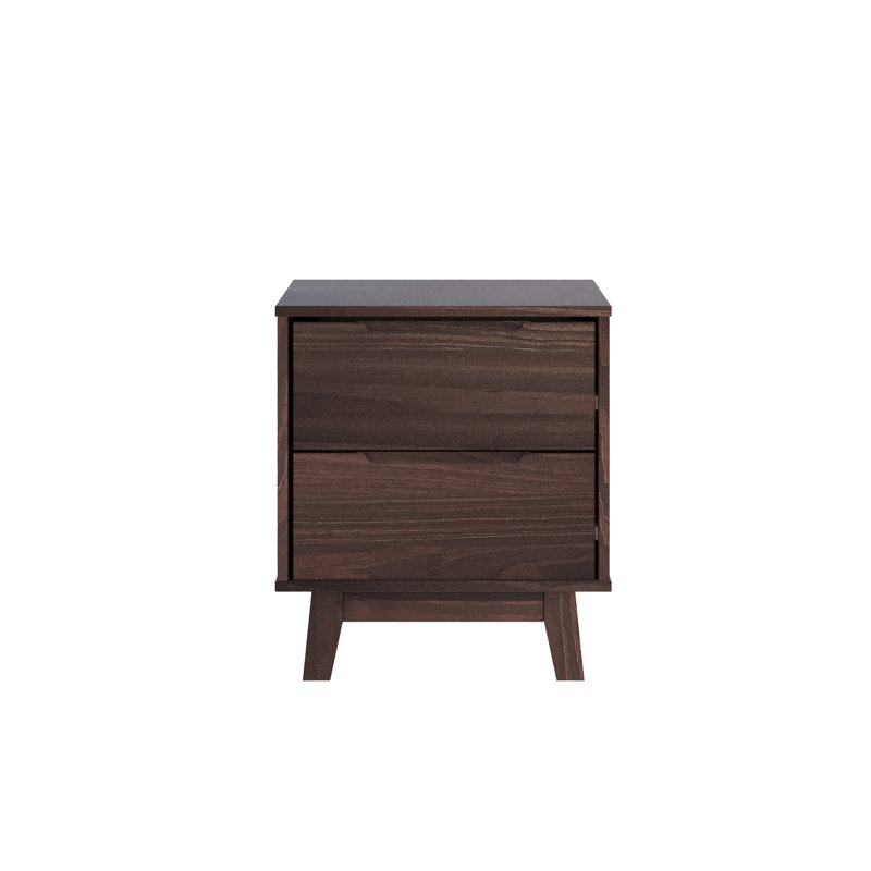 Jerred 2 - Drawer Solid Wood Nightstand, Dark Walnut, Individual