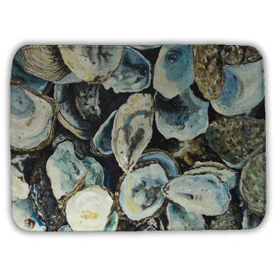 Oyster shells Bath Mat with Non-Slip Backing - Quick Dry Memory Foam Bathroom Rug - Absorbent - Modern Plush Spa-Style - Machine Washable