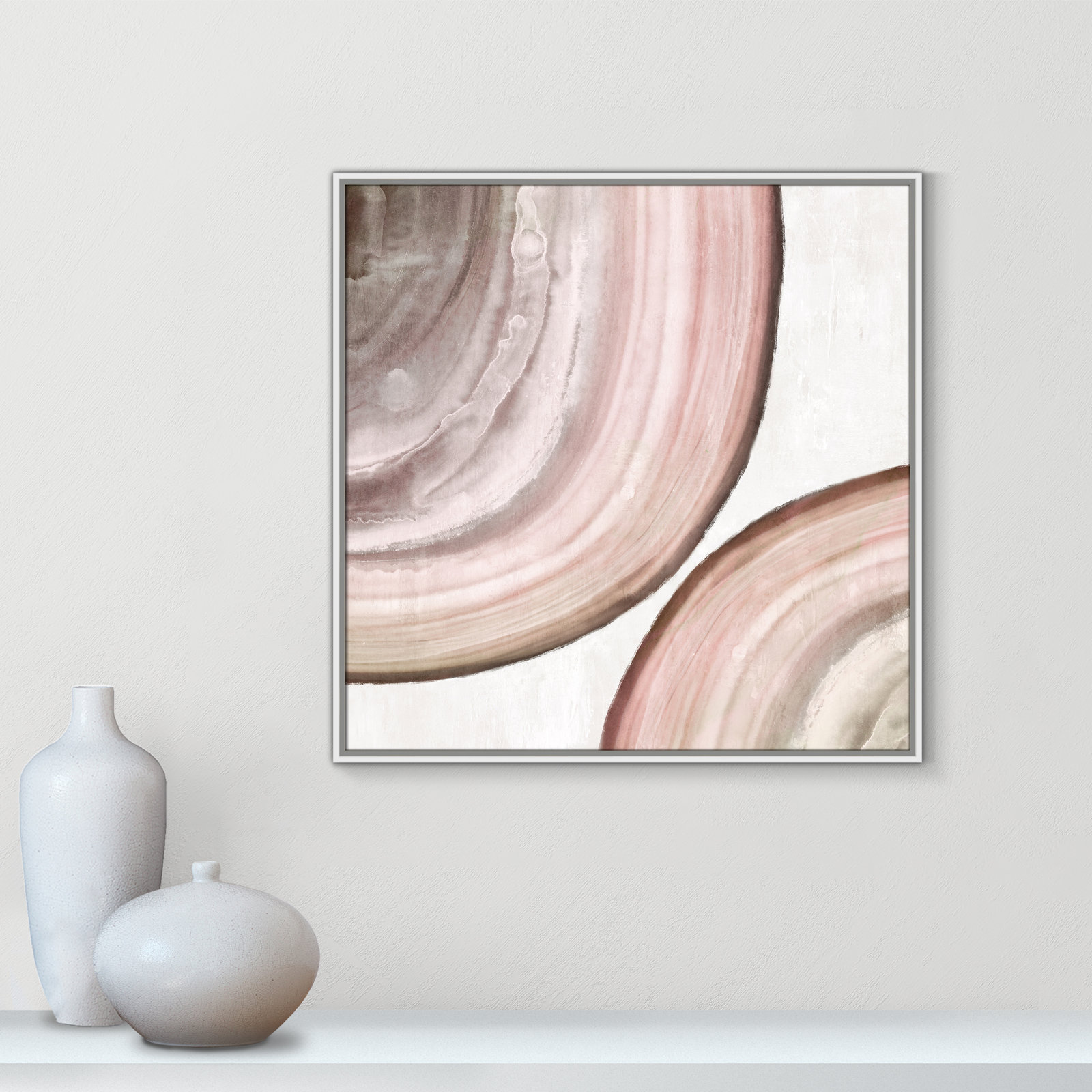 Boyd "Endless Blush" Painting by Eva Watts, White Framed Canvas, 31.5" H x 31.5" W x 2" D