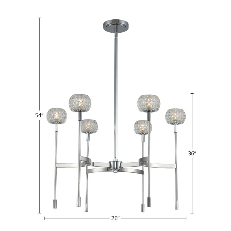 Mae 6 LT Polished Chrome Chandelier Kalco