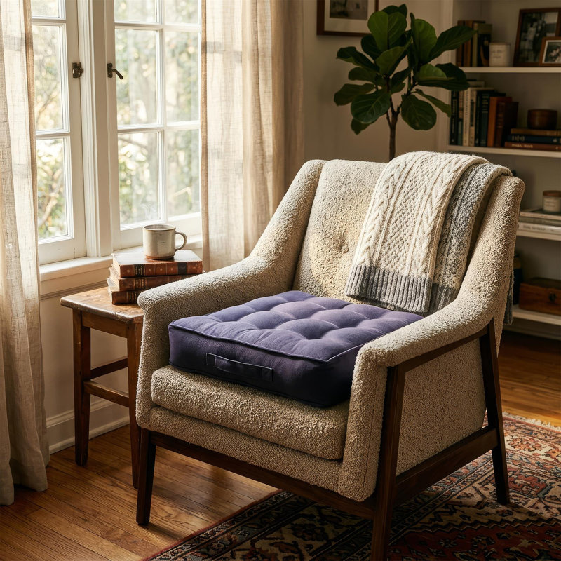 Harbour Housewares Square Armchair Booster Cushion - 50 x 50cm, Navy, Pack of 1