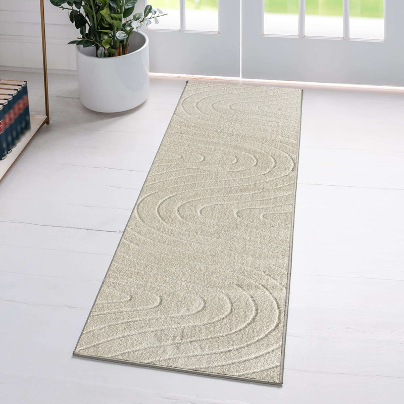 Tapis Modern Modern, Crème, Tapis de couloir 2 pi x 8 pi