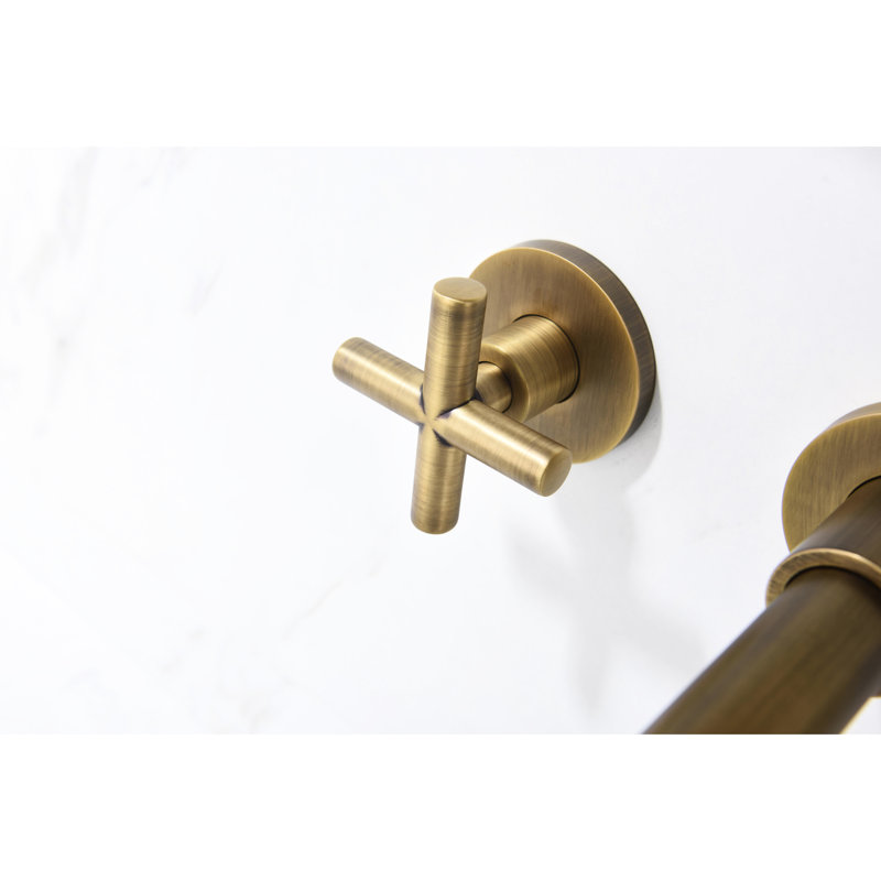 Bathroom Faucet Wall Mount Bronze - 7-Layer Protected Surface To Maximize Durability And Beauty Of Your Mounted Tap For Sink Build With Classical Cross Handles Smooth Operation Easy Water Control