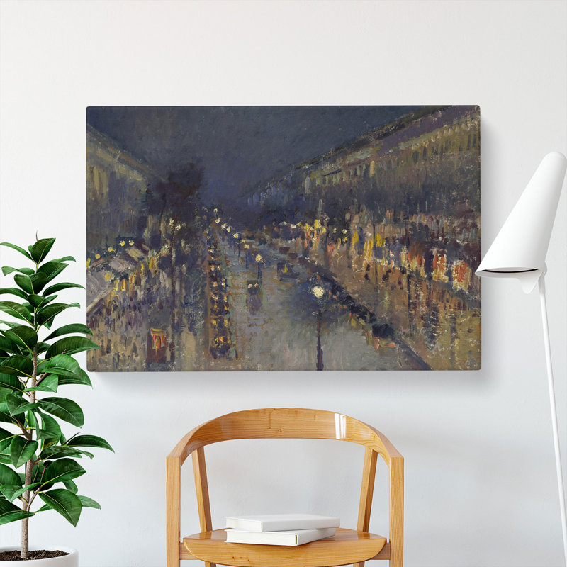 Montmartre Boulevard At Night by Camille Pissarro - Wrapped Canvas, 35cm H x 50cm W x 3cm D