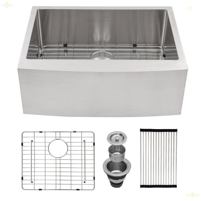 27 Farmhouse Sink - 27*21*10 Inch Kitchen Sink Stainless Steel 16 Gauge Apron Front Kitchen Sink, Matte Black