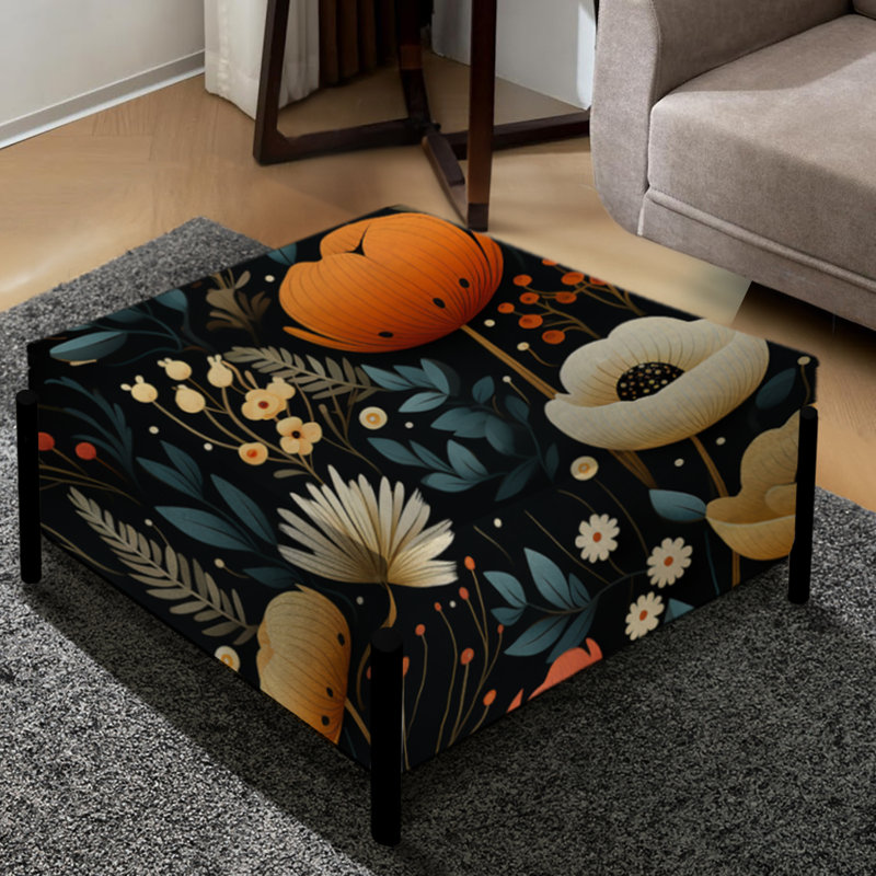 Motif floral multicolore Bohemian Bliss - Grand repose-pieds carré floral
