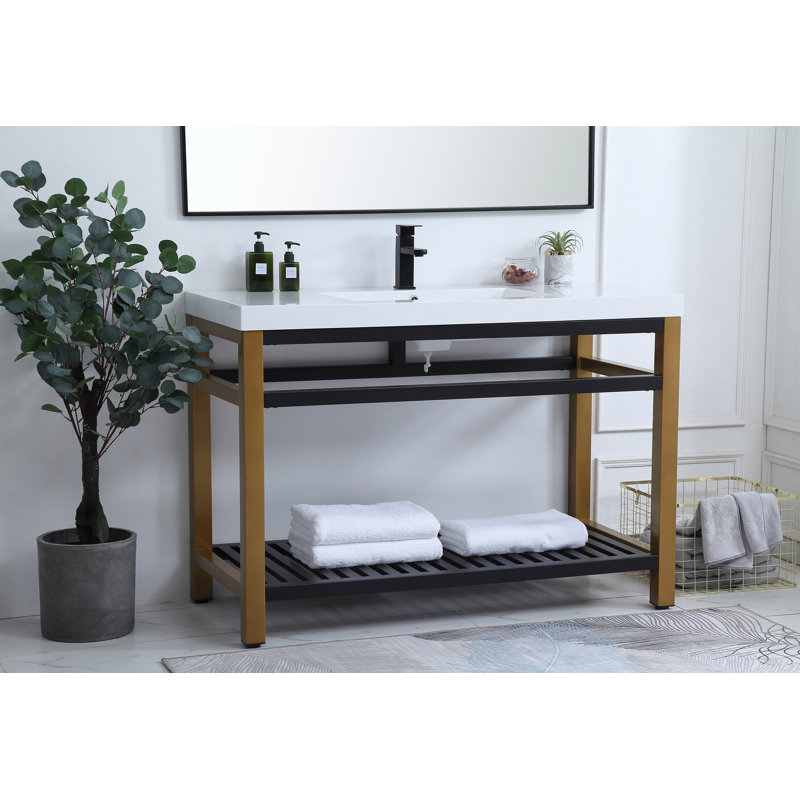 Ensemble de meuble-lavabo simple 48 po Raya, Noir doré