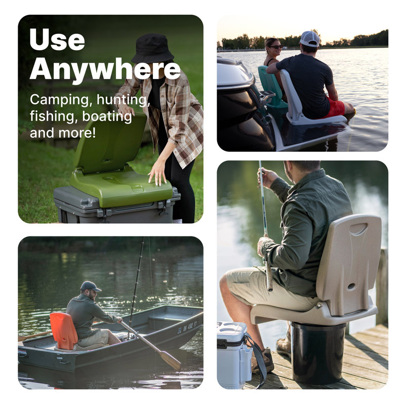 Brown Portable Folding Plastic Boat Chair with Back Support