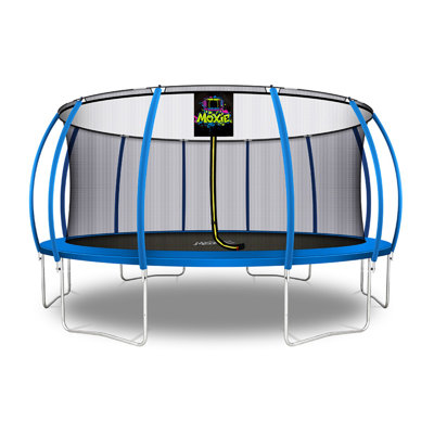 Moxie 16 FT Pumpkin-Shaped Outdoor Trampoline with Enclosure Set and with Safety Net, Mat, Pat