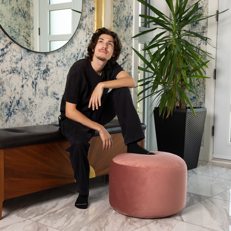 Franka Velvet Ottoman, Rose Velvet