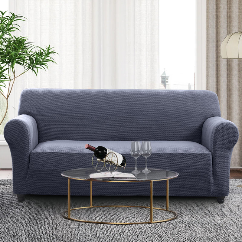 Spandax Sofa Cover Quilted Anti-Slip Couch Protector with Adjustable Strap, 280 X 179cm (3 Seater), Blue/Grey