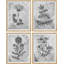 Abstract Black Flower Botanical - ensemble de 4 reproductions de cadres photo simples-97782276-97782277