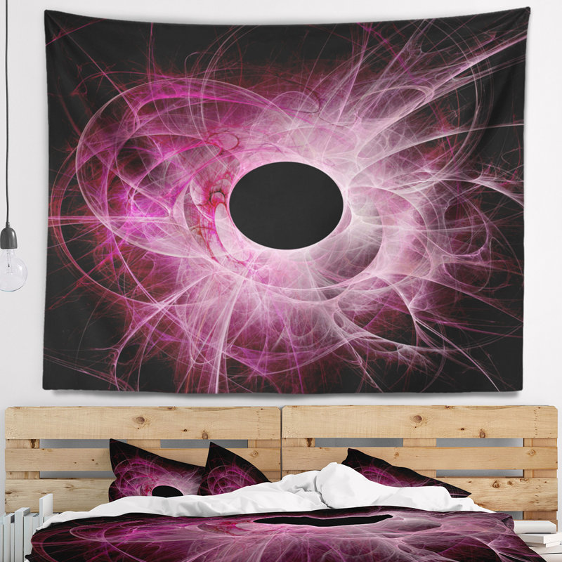 Tapisserie de cercle à fractales abstraites, H 32 po x l 39 po
