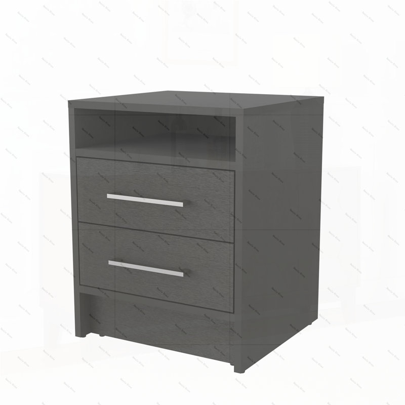 Eastover Nightstand 2.0 in melamine with two drawers, Black