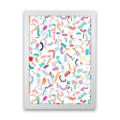 Curly And Zigzag Stripes White - Print