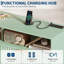 Commode 6 tiroirs pour la chambre à coucher, commodes de 47,2 po de largeur avec lumières DEL et station de charge, conception à profil incurvé, tiroirs en bois cannelé avec poignée dorée, commode moderne pour le salon, vert-2015836956