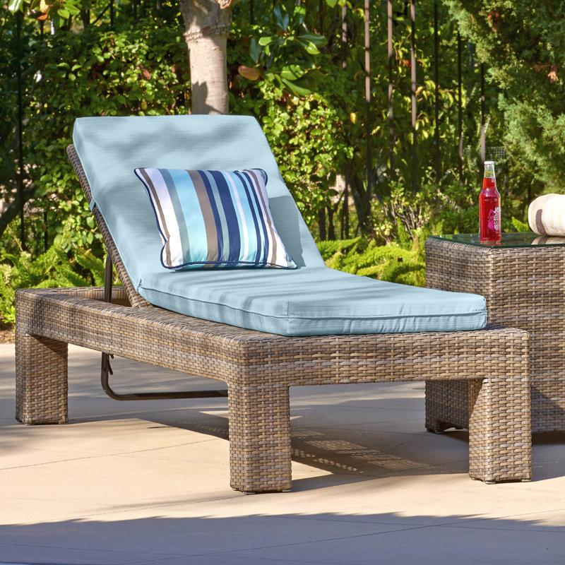 Amala Sunbrella® Outdoor Chaise Lounge Cushion, 22" x 24"/24.5" x 52.5", Canvas Air Blue Sunbrella® Canvas