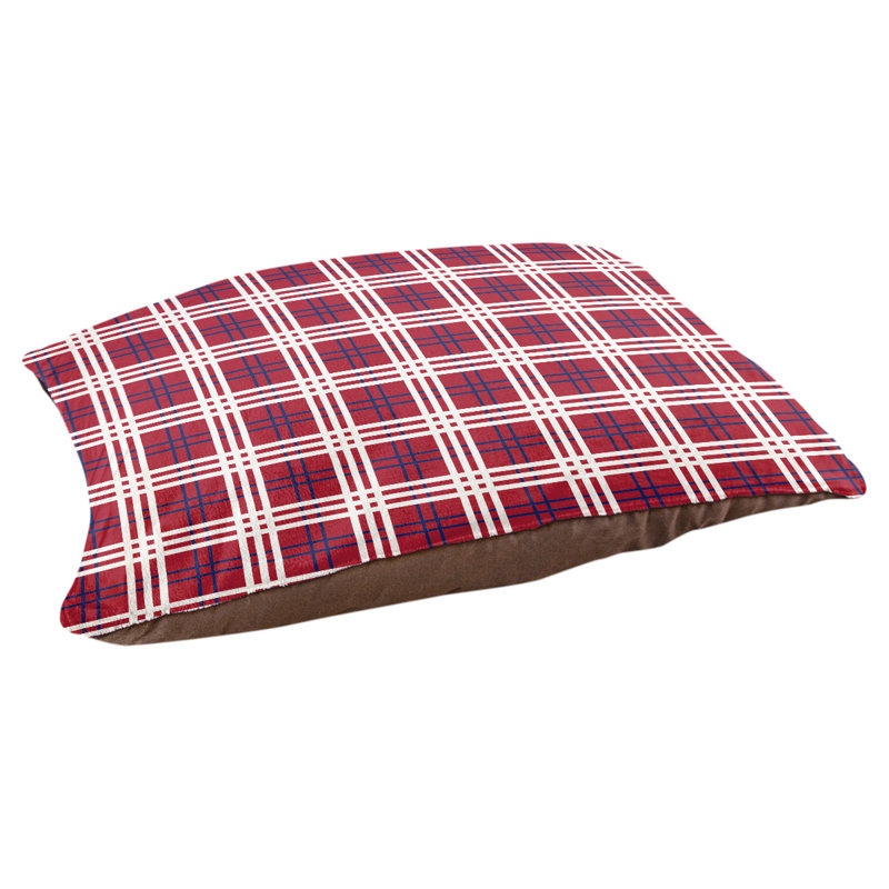 Coussin d’intérieur de luxe New York, Rouge / bleu foncé / blanc, Grand (l 40 po x p 30 po x H 5 po)