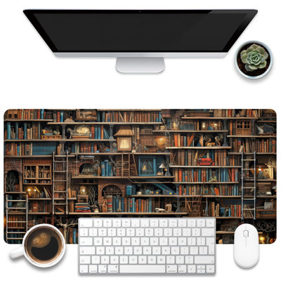 Coussin de bureau, tapis de bureau à tablettes fantastiques, grandes tablettes de livres, grand tapis de souris de jeu pour bureau, grand tapis de souris pour ordinateur avec base antidérapante et bord piqué, 15,75 po x 31,5 po