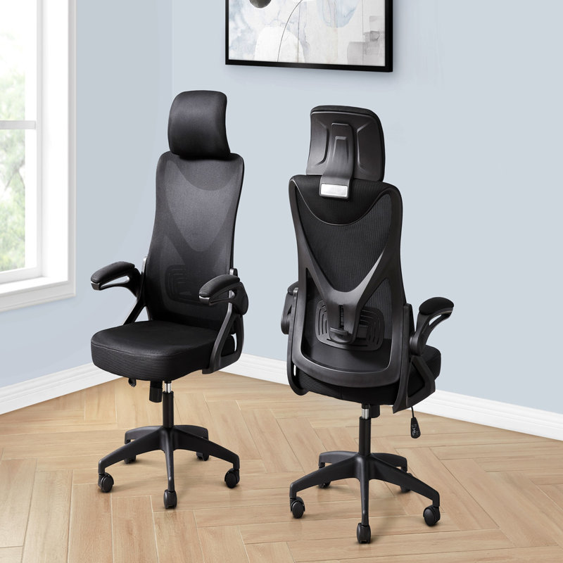 Office Chair, Adjustable Height, Ergonomic, Swivel, Work, Black Metal, Black Mesh, Contemporary, Modern