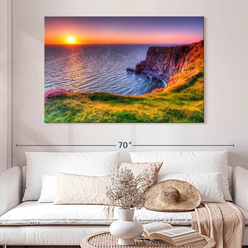 Ravi, coucher de soleil sur les falaises, H 34 po x l 51 po