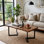 120cm Industrial Coffee Table with 4cm Thick Live-Edge Top & Trapezoidal Steel Legs