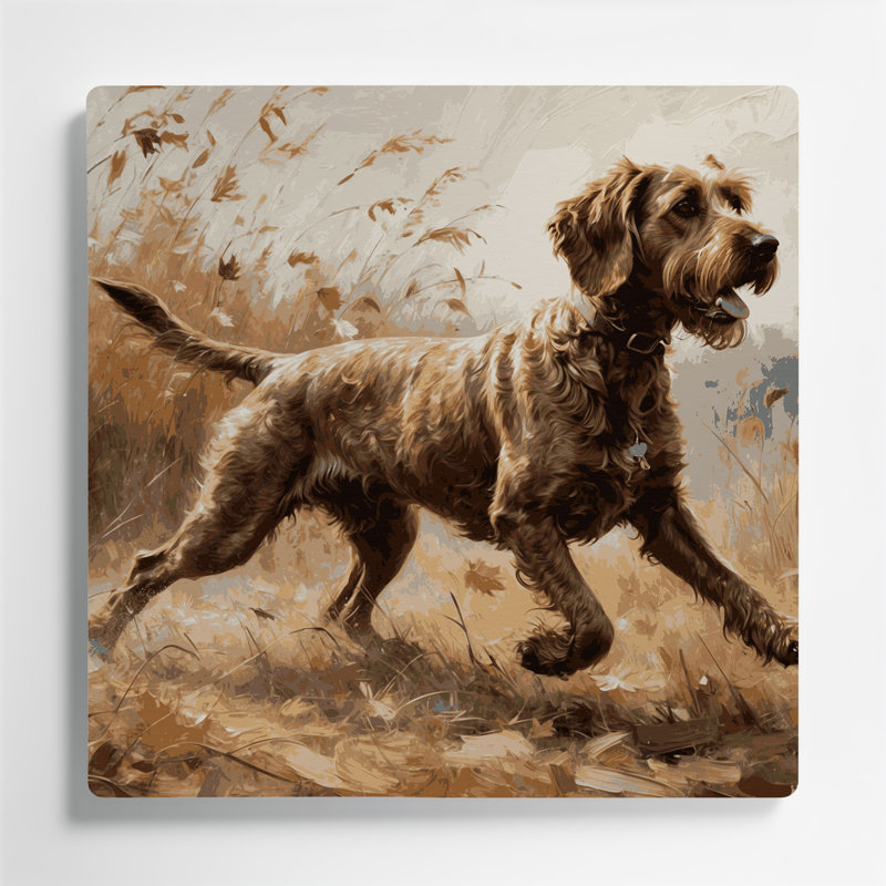 «Dogs Wirehaired Pointing Griffon», art mural en métal brun, H 32 po x l 32 po