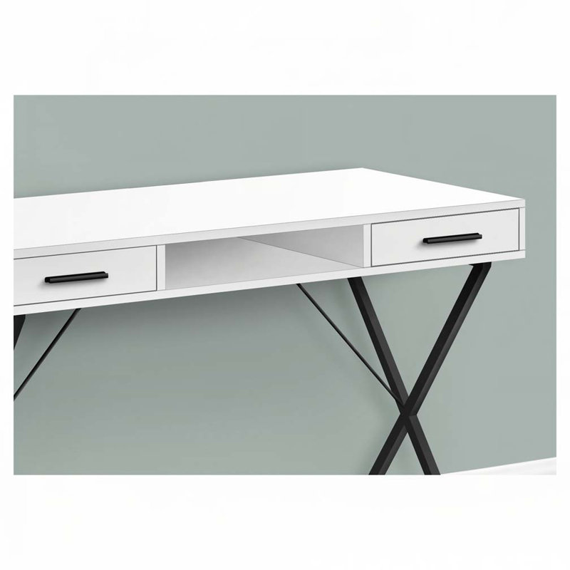 Bureau d'ordinateur à domicile avec tiroir, Blanc/Noir
