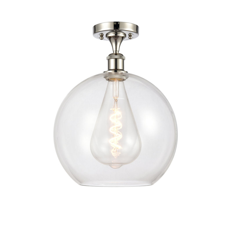 Plafonnier semi-encastré 1 lumière Cindi, H 16,38 po x l 11,75 po x P 11,75 po, Transparent, Nickel poli