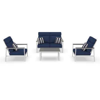 Hofman 4 Person Seating Group With Sunbrella Cushions by Birch Lane