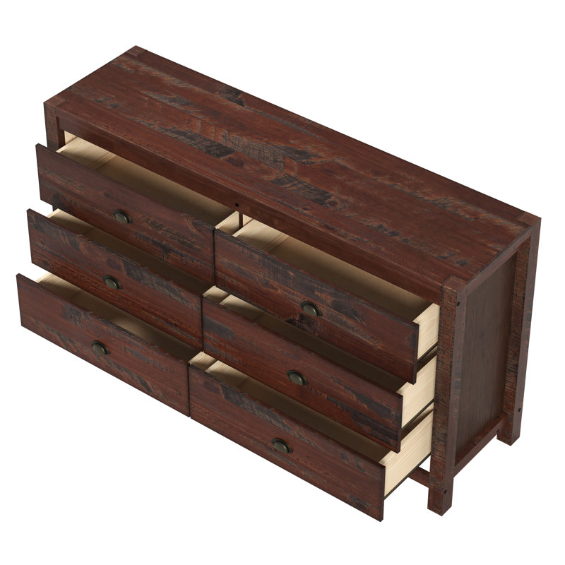 Commode 6 tiroirs Hibir, Noyer rustique