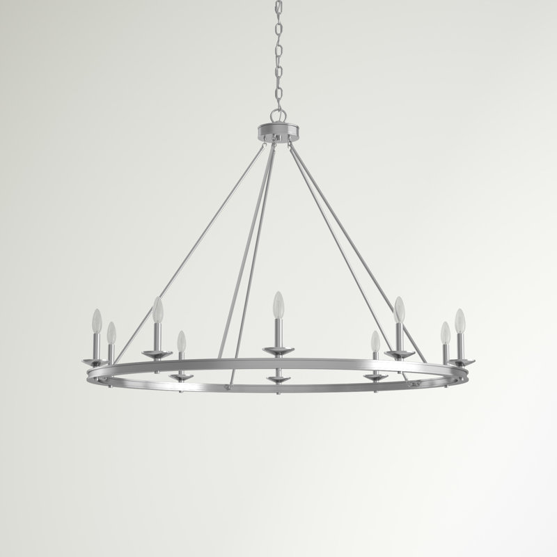 Poynor 10-Light Chandelier, Nickel poli