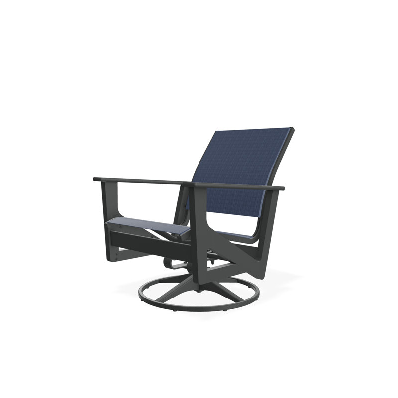 Wexler Outdoor Swivel Lounge Chair, Graphite, Collect Indigo