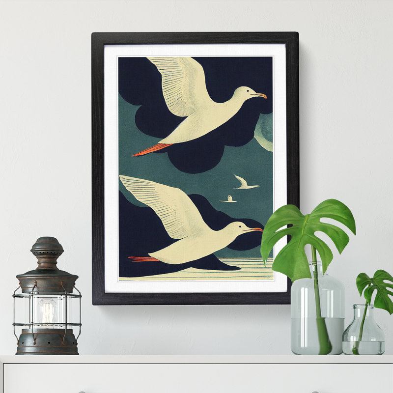 Seagull Abstract Art Vol.1 1 Piece Single Picture Frame Wall Art, 46cm H x 34cm W x 2cm D, Oak