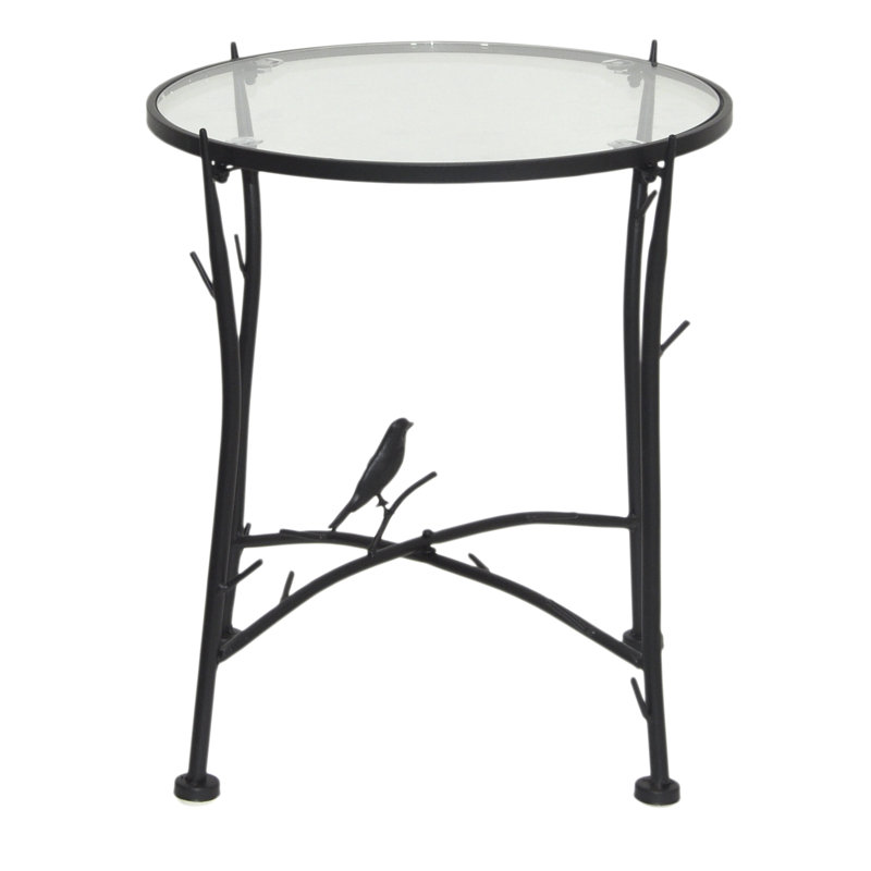 Tevin Glass Top Abstract End Table