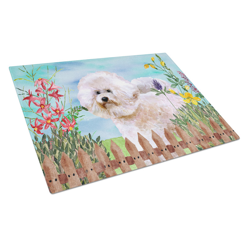 Caroline's Treasures Tempered Glass Spring Cutting Board, Bichon Frise #2