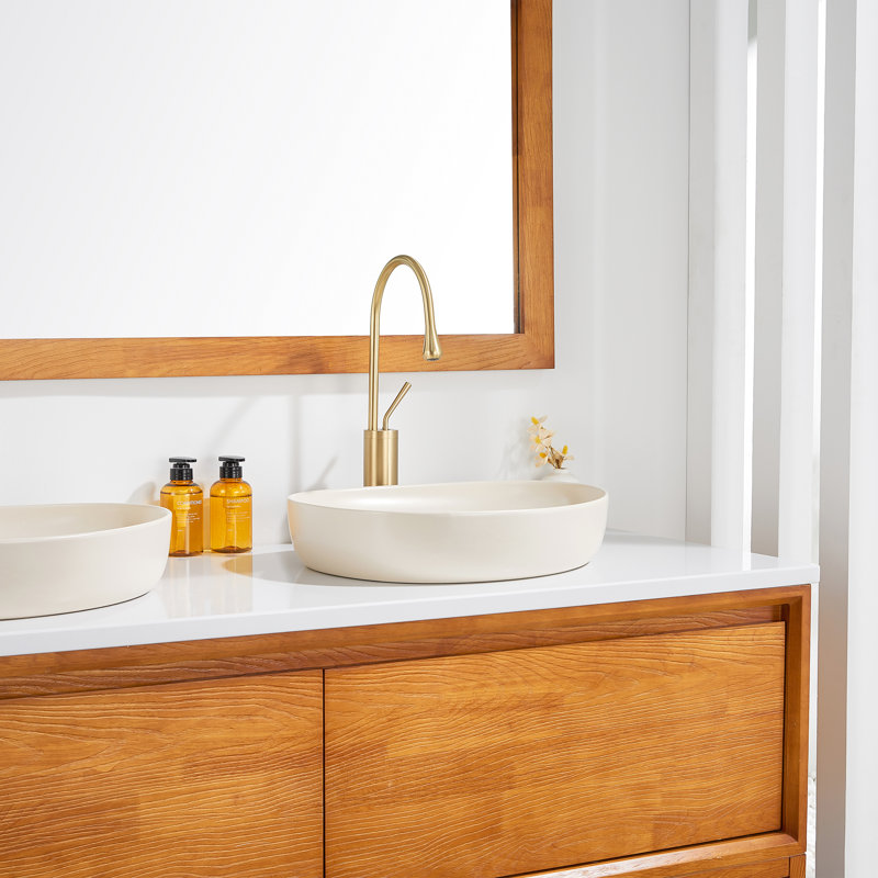 Lavabo vasque en céramique 20 po Modern, Kaki mat
