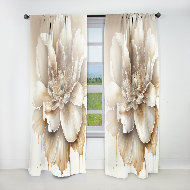 Rideau en velours floral Kaivhon - 1 panneau, L 52 po x L 95 po