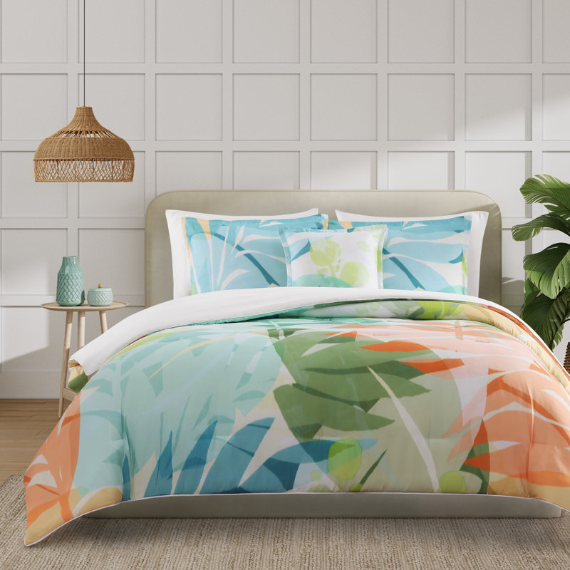 Tahiti 2 pièces Ensemble d'édredon vert, Vert, Édredon pour lit simple + 1 taie décorative stan