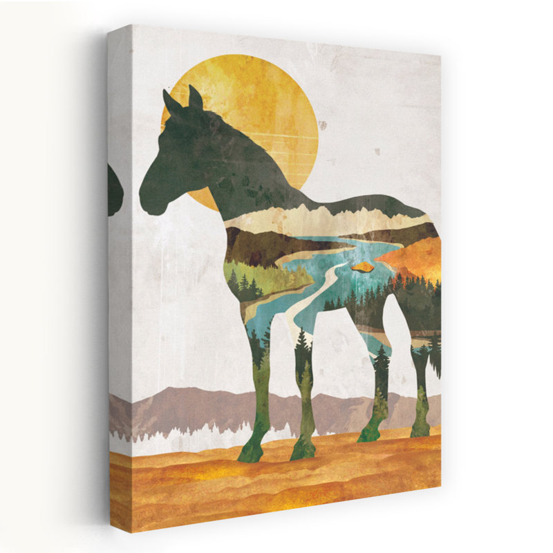 Cheval fusionné - art contemporain de paysage de cheval, H 60 po x l 40 po