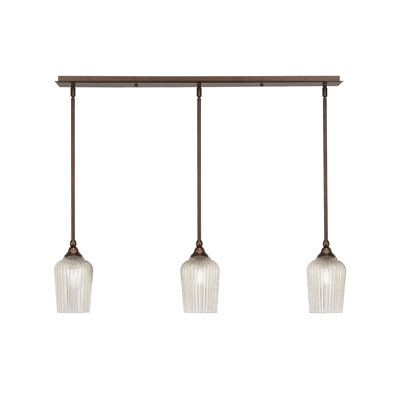 Luminaire suspendu linéaire sur pied 3 lumières avec verre de 5 po